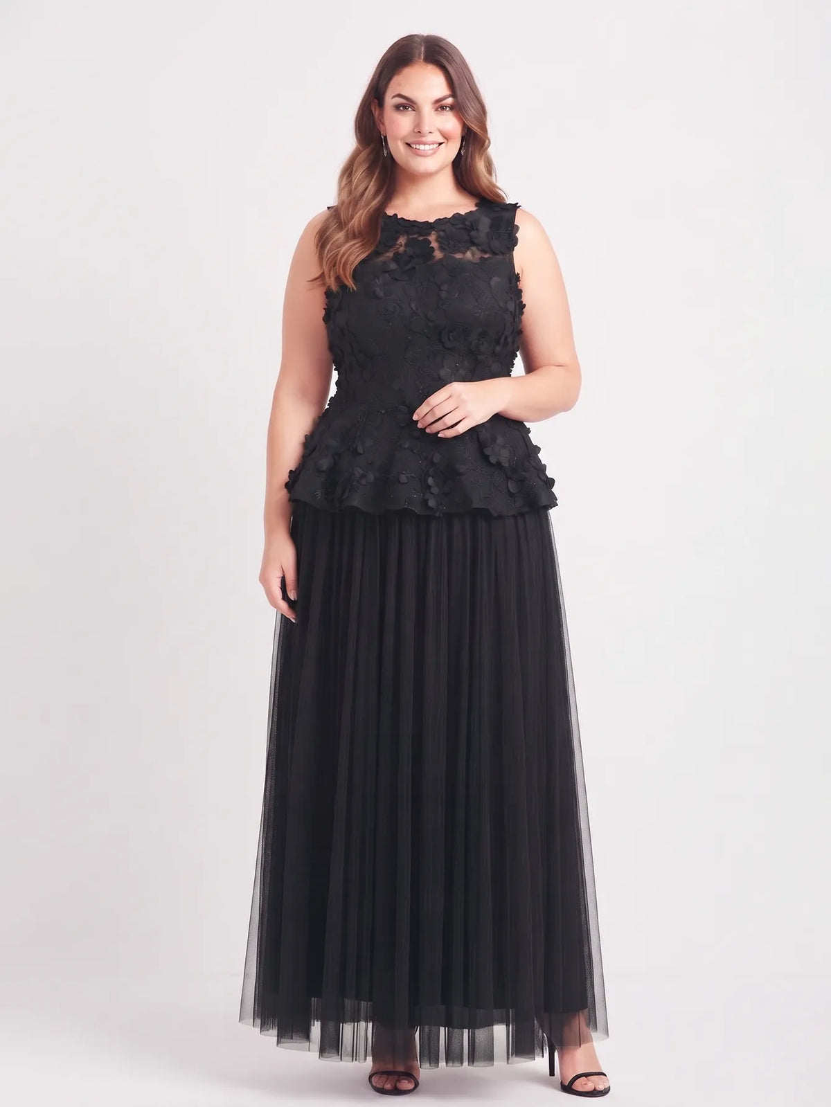 V-neck Pockets Chiffon Lace Insert High-low Dress(副本)