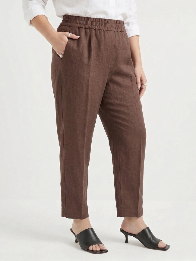 Tailored Ankle-Length Linen-Blend Trousers