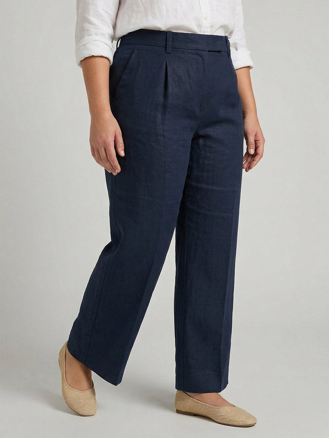 Linen Straight-Leg Trousers