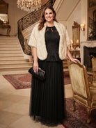V-neck Pockets Chiffon Lace Insert High-low Dress（副本）