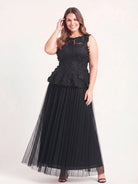V-neck Pockets Chiffon Lace Insert High-low Dress（副本）