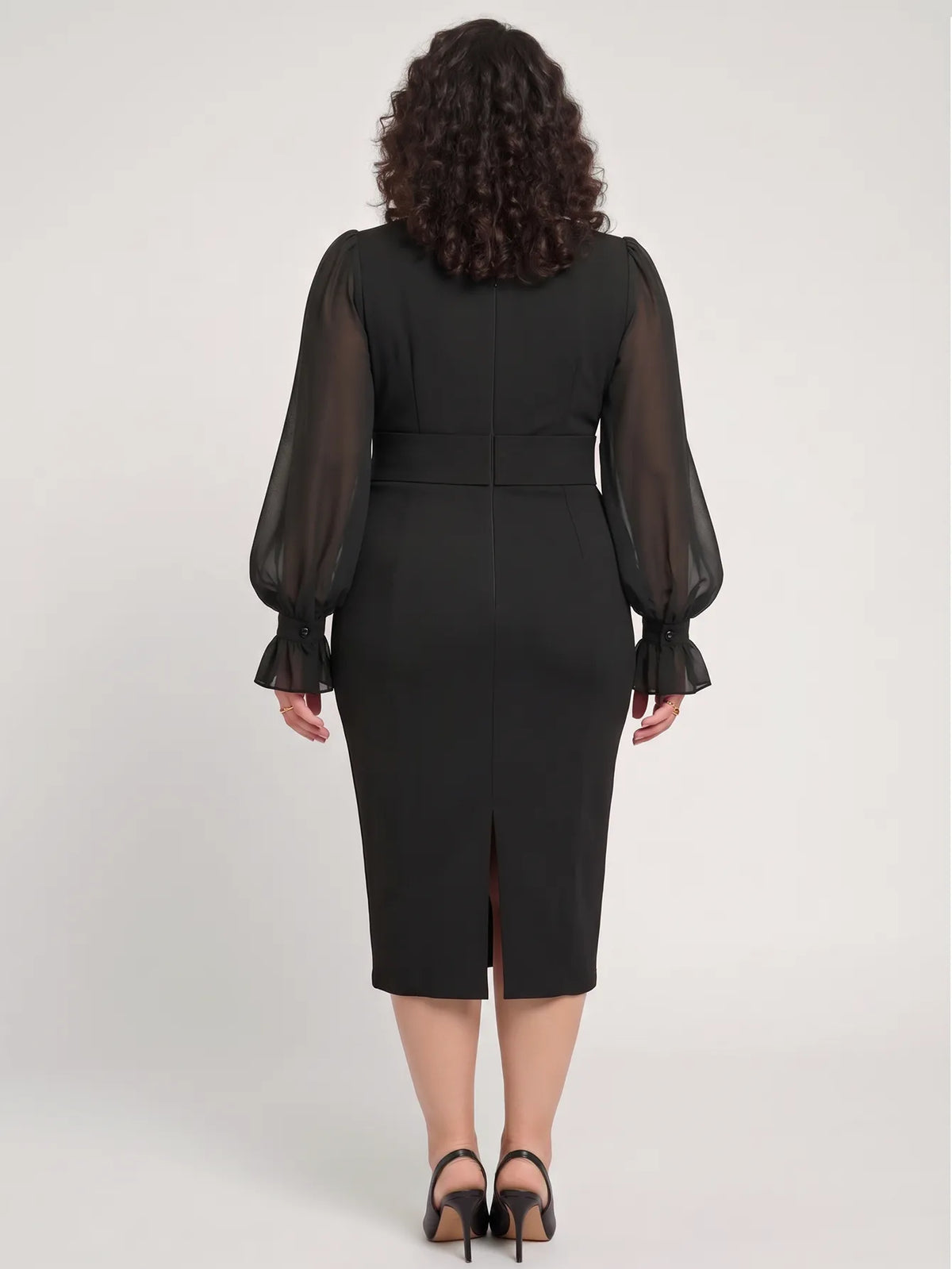 Bodycon Chiffon Sleeves Midi Dress