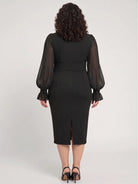 Bodycon Chiffon Sleeves Midi Dress