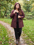 Wasserabweisende Kapuzenjacke in bordeauxrot mit Tunnelzug, Outdoor-Styling mit aufgesetzter Kapuze