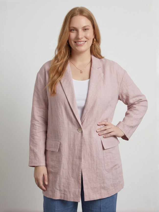 Long-Sleeve Lapel Blazer with Pockets