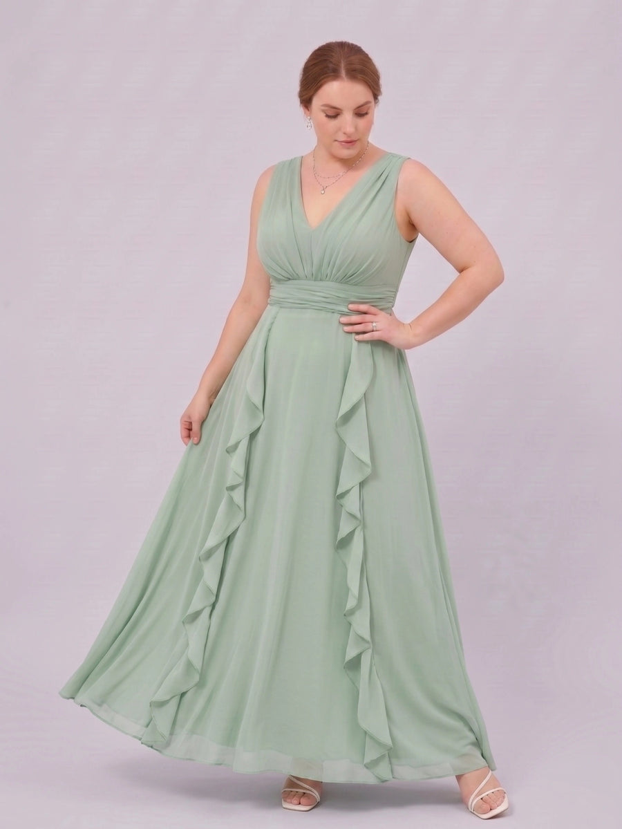 Yeese Plus-Size Women's Ruffled Chiffon Dress