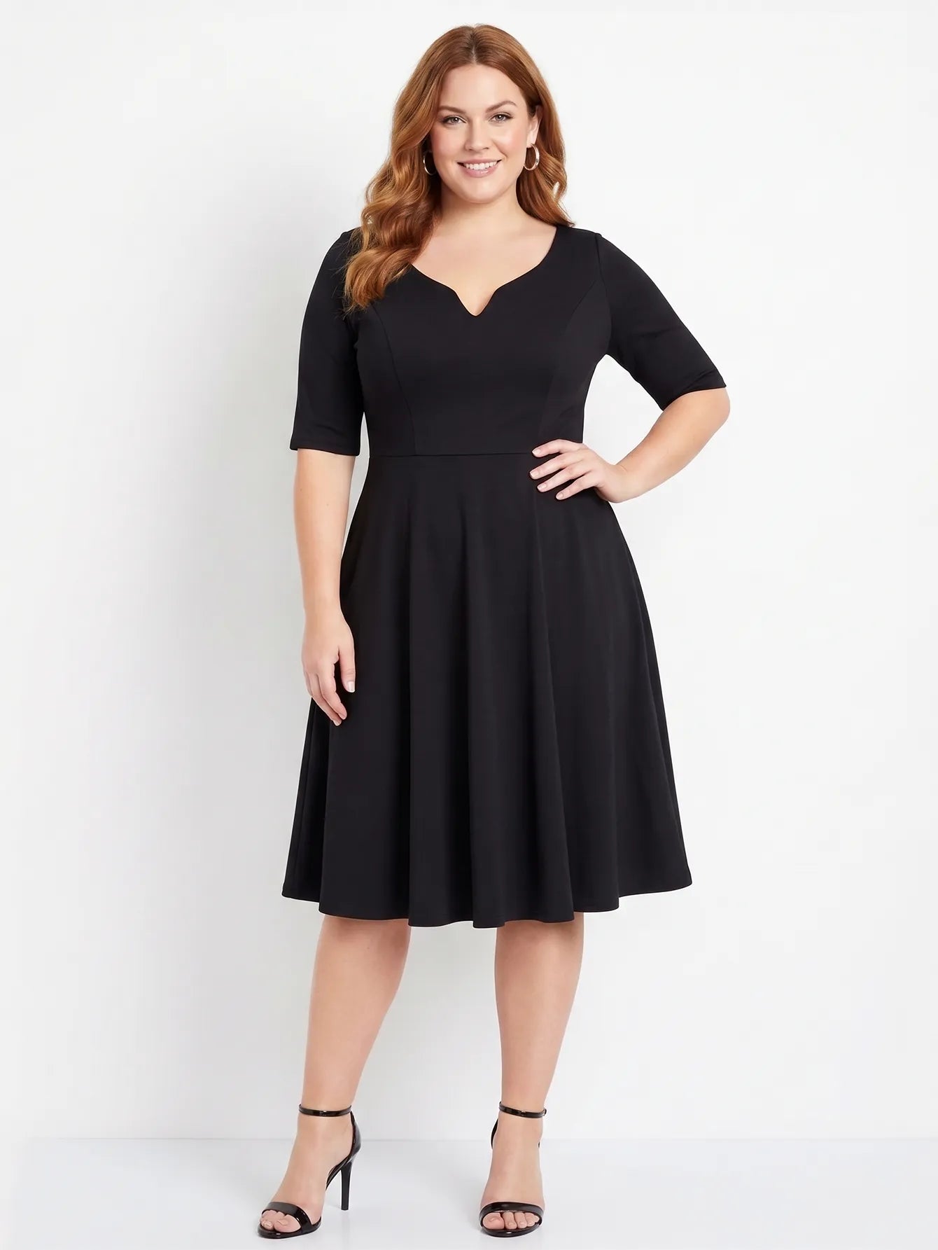 Knitted Half-Sleeved Little Black Dress