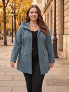 Wasserabweisende Kapuzenjacke in Rauchblau mit Tunnelzug, City-Styling